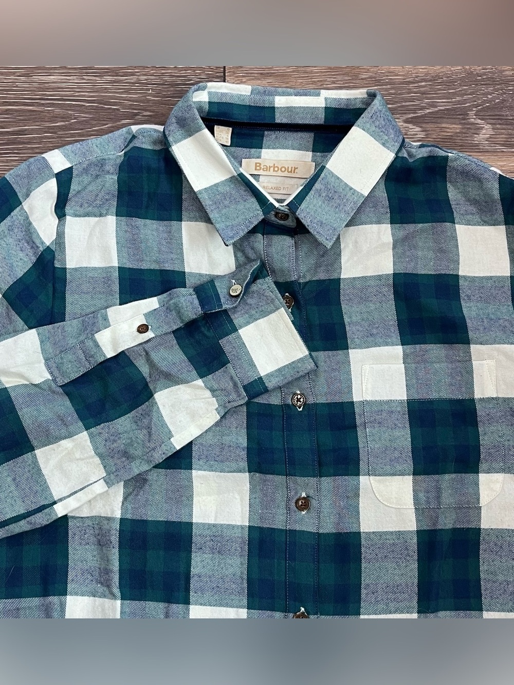 Barbour Buffalo Plaid 100%Cotton Button Down Shirt Womens size 6